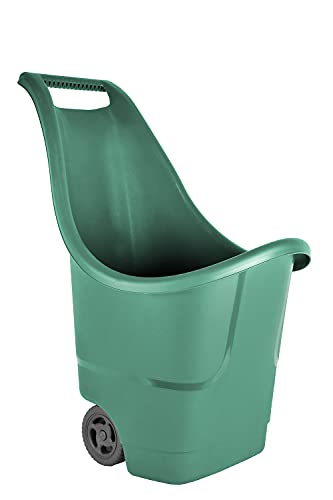 Serinova Chariot de jardin, chariot multifonction pour patio et jardin, capacité 50 litres, 64 x 47 x 84 cm, couleur grise (BAHA-Yesil)