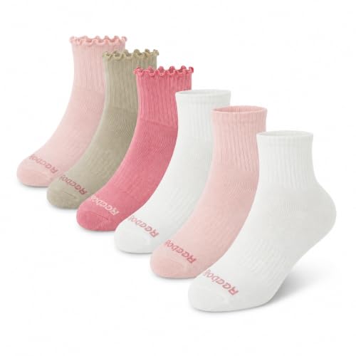 Image of Reebok Womens Quarter Socks 6 Pack Comfort Cushioned Athletic Socks | Moisture-wicking Fabric Keeps Feet Dry, Flexible Knit Hugs the Arch, Plush Footbed Absorbs Shock