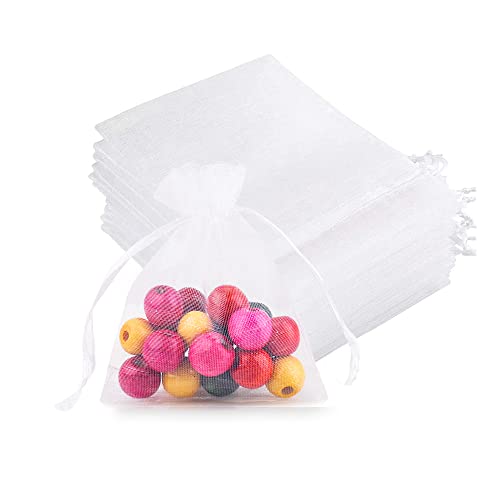 100 sachets en Organza Blanc, 7 x 9 cm, Sacs Organza Sachets Pochettes Cadeau, Pochette à Bijoux, sachets de Mariage, Pochette à Bijoux, pour Mariage Bonbons Cover