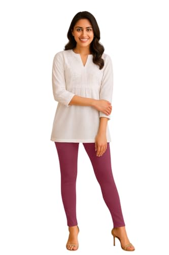 Image of Amazon Brand - Anarva Women's Super Cotton Combed Slim Fit Elastane Stretch Comfort Ankle Length Leggings with Ultrasoft Waistband