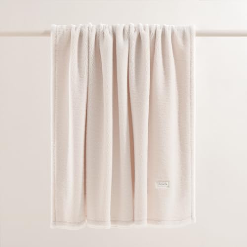 Coperta Boucle 125 x 150 cm morbida coperta per divano da per e colore: crema