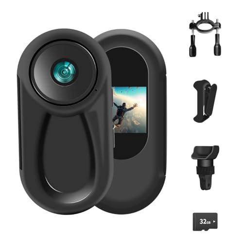 Tiantianle 360°Action Cam 1080P Magnetische Taschen-Daumenkamera 120° Weitwinkel Action Kamera, Motorrad Bodycam,Helmkamera,Mini Körperkamera Unterstützung Auto-Nachtsicht, Sport Kamera mit Bildschirm