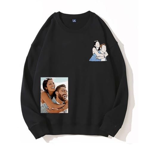 KSGSFSA Sudaderas Personalizadas con Cuello Redondo, Diseño Artesanal, Sudaderas Personalizadas for Hombres y Mujeres, Retratos de Camisas Fotográficas