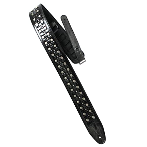 Walker & Williams Dlx-215 Antiqued Black Finish Padded Guitar Strap With Metal Studs For Acoustic, Electric, And Bass Guitars #TOP19