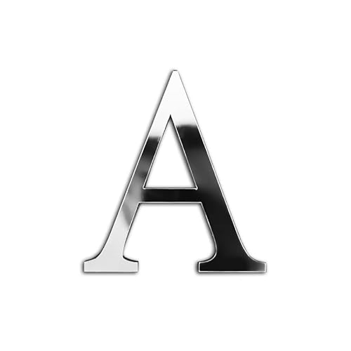 ZoTuoART Silber 20 cm große verdickte 3D Acryl Spiegelbuchstaben – kostenlose Kombination Selbstklebende Spiegel – DIY Sicherheits Wandaufkleber Dekor - Buchstabe A