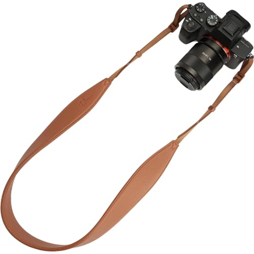 Divvia 1.8Wide Camera Strap Fashionable PU Leather Camera Strap for Sony/Nikon/Canon/Minolta/Panasonic/SLR/DSLR Cameras (Brown 1.8 inch)