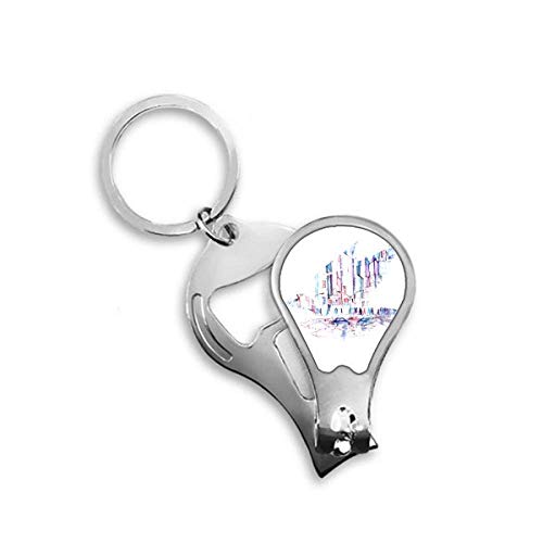 Coupe-ongles de précision motif gratte-ciel aquarelle en acier robuste