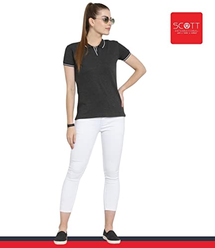 Image of Scott International Women's Regular Fit 100% Pure Organic Cotton Polo T-Shirt | Womens Polo Collar Neck T-Shirt | Cotton Plain Polo Neck Half Sleeve T-Shirt | Tshirts for Women