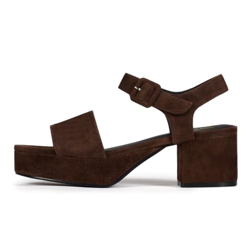 Tang'scuisins Women Round Open Toe Platform Sandals Ankle Strap Buckle Chunky Low Heels Comfortable Dressy Shoes Size 4-16 US2