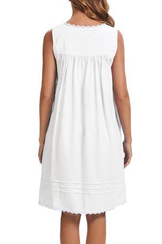 AVIIER 100% Cotton Nightgowns for Women Sleeveless Night Gown with Pockets4
