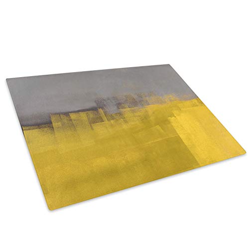 Whats On Your Wall.com Retro Grey Yellow Glass Chopping Board Kitchen Worktop Saver Protector