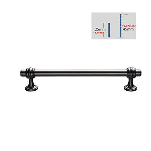 LMZJLU 1pcs Cepillado Aleación de Zinc Muebles Tirador de Barra Barandilla, Manijas del Gabinete, T Manillas Perillas para Armario Cepillado Aleación de Zinc (96mm,Negro)