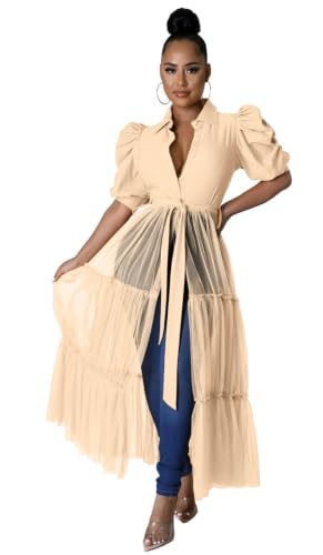Women's Bodycon High Low Tops Ruffle Asymmetrical Tunic Shirt Dress