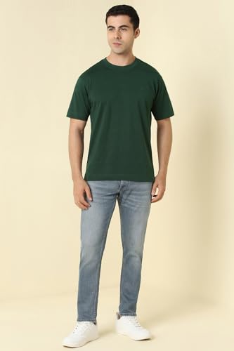 Image of Allen Solly Men's Cotton T-Shirt | Drop Shoulder | Back Print | Regular Fit | Casual Streetwear Style
