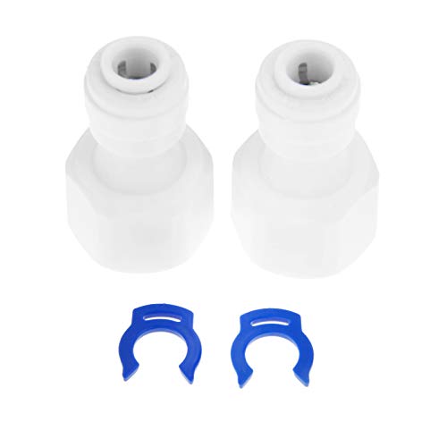 Yetaha 2PCS Ro Water Filter Fitting, 3/8” BSP Fitting Female to 1/4” OD Pushfit Garden Hose Connectors, Reverse Osmosis RO Water System Fitting, Plastic Pipe Quick Connectors for Water Pipe