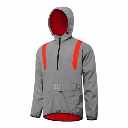 Reflektierende Fahrradjacke Damen Herren Wasserdicht Atmungsaktiv Sommer Laufjacke Damen Regenjacke Leichte Radjacke Windjacke Softshelljacke MTB Radsport Jacke Für Radfahren Laufen,Red-XXL