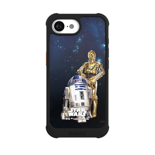 Coque iPhone 16e antichoc MagSafe NIVOmax noire Star Wars R2D2 Cosmos
