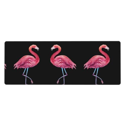 Alfombrilla de escritorio de 80x30 cm con base de goma antideslizante y flamencos de acuarela