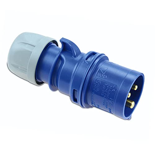 IntuiFlex CEE Camping Stecker und Kupplung Set 3-polig 230 V 16 A IP44 mit Schraubklemmen - Caravan Wohnmobil Wohnwagen Boot Zubehör/CEE Stecker Camping Set - PCE Shark IP44 230V 16A Blau Bundle