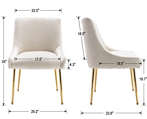 Guyou Cream Velvet Dining Chairs Set Of 4, Modern Upholstered Accent Dining Room Chairs With Gold Legs Side Chairs For Kitchen Dining Room Living Room Bedroom (Cream) #TOP2