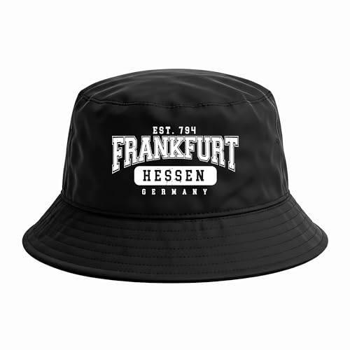 UGLYSHIRT Frankfurt College City Anglerhut | Sommermütze & Bucket Hat für Fußballfans – Unisex Fischerhut für Szene & Stadt – Leichter Streetwear Hut für Männer & Frauen