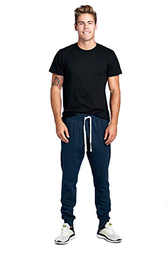 Image of ProGo Men's Casual Jogger Sweatpants Basic Fleece Marled Jogger Pant Elastic Waist
