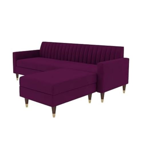 Image of 4 Seater Sofa Set with Two Cushions Perfect for Home Office Guests Living Room (Purple, 4 Seater)
