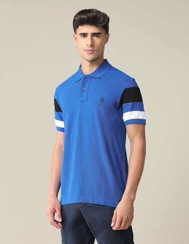 Image of U.S. Polo ASSN. Solid Slim Fit Polo T Shirts for Men - 100% Cotton, Half Sleeves Mens Tshirt