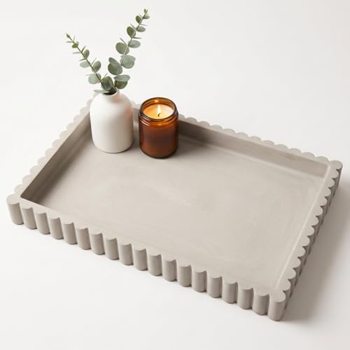 OAKOA Plateau décoratif en béton pour table basse – Plateau ottoman pour salon – Bandejas Decorativas – Plateaux de table décoratifs – Centre de table basse