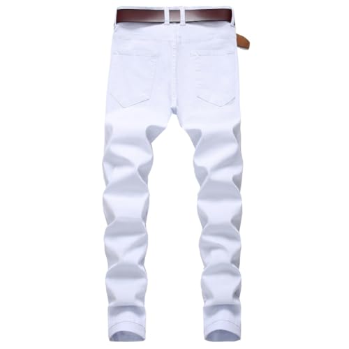 Men's Slim Fit Jeans Stretch Destroyed Ripped Skinny Jeans, Fashion Straight Leg Comfort Flex Waist Cargo Denim Pants3