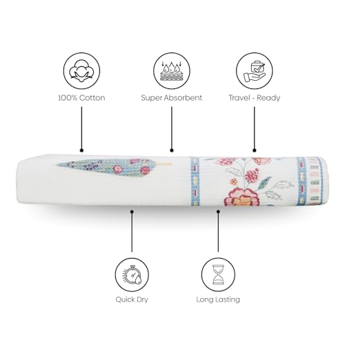 Image of haus & kinder Regalia Waffle Bath Towel | Honeycomb Bathing Towels | 100% Cotton Towel for Men, Women | Gym Towels, Spa Towel | Ultra Absorbent Towel | 160 GSM | Blossom Whisper White | 70x150cm