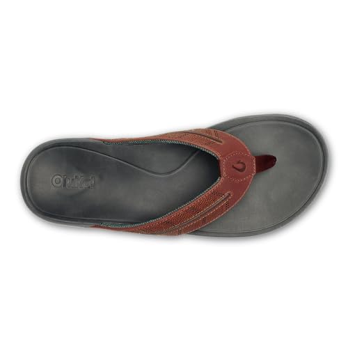 OluKai Tuahine Palm Men's Waterproof Full-Grain Leather Flip Flops, Arch Support Beach Sandals, Wet Grip Outsole for All-Day Comfort, Canoe/Rock, 15 - image 5