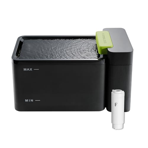 Furbulous True Clean-Drinking Automatic Water Dispenser with Ultrafiltration, 316 Stainless Steel & BPA-Free Tray, 3.3L/112oz Large Bowl, Two-Mode Fountain for Cat/Medium Dog/Pet (Black, Upgraded)