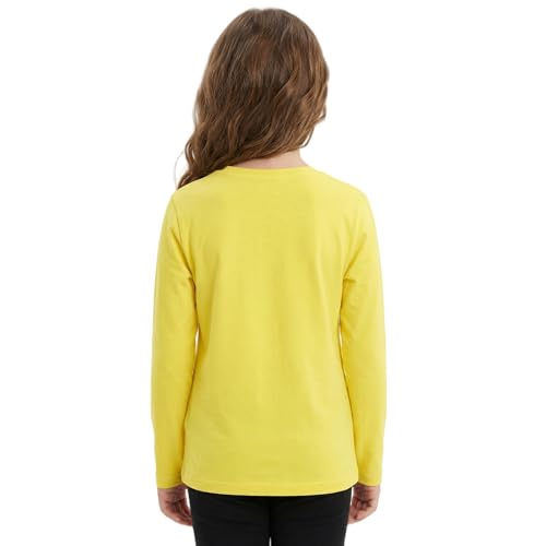 Image of Girls Cotton Long Sleeve Shirts Kids T Shirts Lightweight Breathable Casual Classic Tee Top for Children Age 3-14 Years