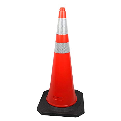 Cono de señalización y balizamiento con cinta reflectora 100cm de altura-base caucho Cover
