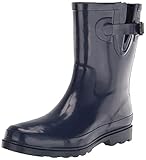 Western Chief Women Solid Mid Height Waterproof Rain Boot, Navy Gloss, 7