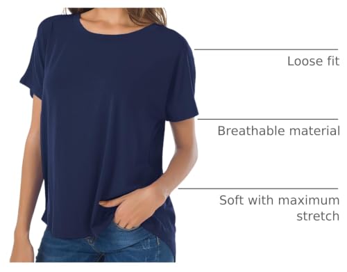 Image of Herou Women Loose Fit T-Shirts Soft Short Sleeve Crew Neck Casual Tee Tops | Lightweight,Basic,Workout,Comfortable,High Low Hem,Oversized