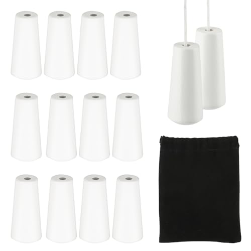 Aubess Blind Pull Cord Ends, 12 PCS Wooden Pull Cord End, Off-White Window Blind Wood Cord Knobs, Blind Small Pendants Drops Pull End with storage bag for Bathroom Blinds Light and Shades