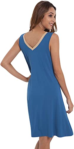 Image of GYS Cooling Bamboo Viscose Nightgowns for Women, Lightweight Sleeveless V Neck Sleep Shirt for Hot Sleepers, Soft Night dress