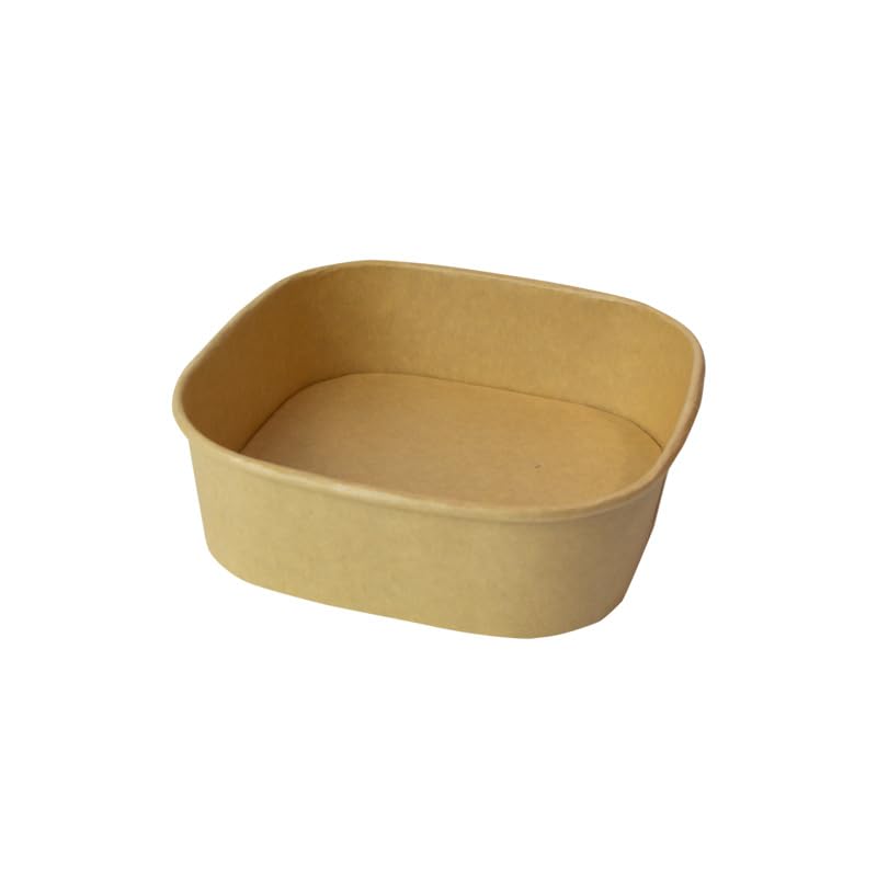 PacknWood NVASE - 50Uds Ensaladera cuadrada Kraft 170×170 mm - 750 ml - Altura 42 mm - Multiusos para ensaladas, snacks y comida para llevar - NVS210PCAR750PPK