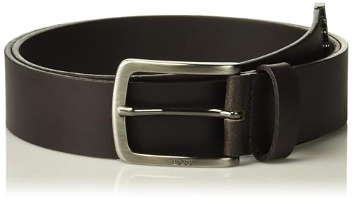 BOSS Men's Leather Belt with Branded Metal Frame