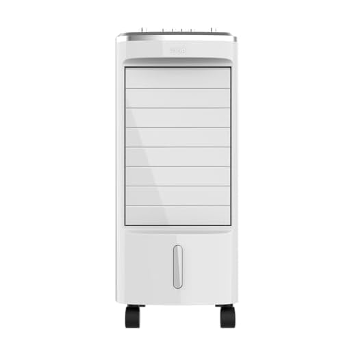 EVVO Climatizador Evaporativo CLIMA AC650. Potencia: 65 W, Depósito: 3,5 L, 3 velocidades ajustables, Oscilación automática de 70º, Ruedas multidireccionales, Incluye 2 acumuladores de frío