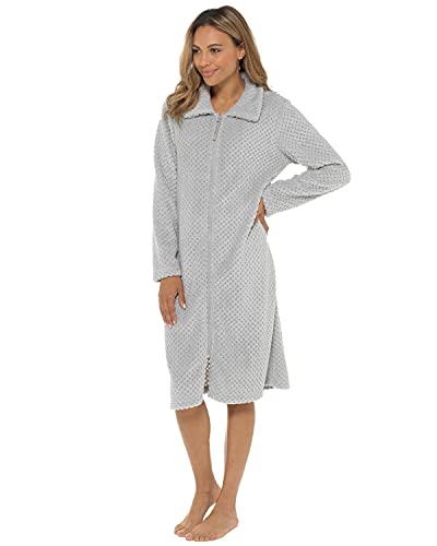 Peignoir d'hiver doux en polaire avec fermeture Éclair pour femme, gris, 46-48 Cover
