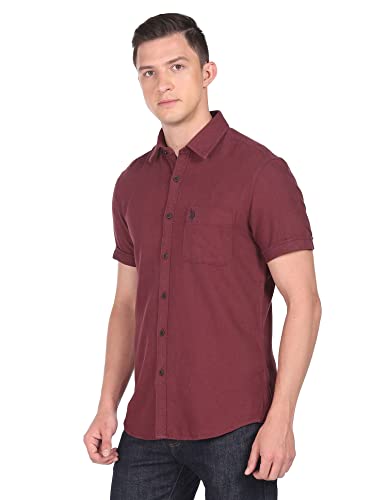 Image of U.S. Polo ASSN. Men's Cotton Solid Slim Fit Shirt
