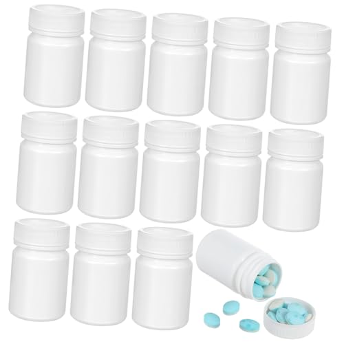Toyvian 20 pezzi Bottiglie Bianche per Pillole Custodia e Leggera per Farmaci Design Antiodore con Struttura Spirale Facile da Aprire Contenitore Portapillole Spazioso per Viaggi e Uso