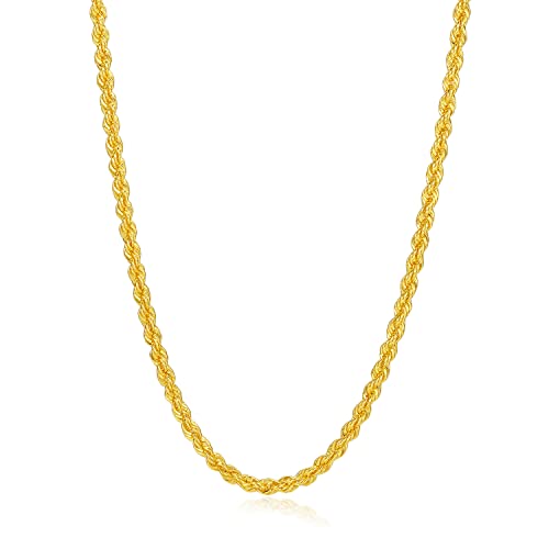 24K Solid Gold Necklace for Women, Real Pure Gold Jewelry Dainty Oval Clip Link Chain Necklace M Hook Eye Clasp for Men Girlfriend