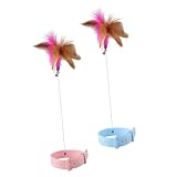 SUPVOX 2-Pack Hands- Feather Collar Toy : Adjustable Silicone Teaser Wand for Indoor Cats - Self-Play Interactive Kitten Toy with Bell