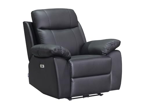 Vente-unique - Fauteuil Relax électrique en Cuir Noir VIPINO