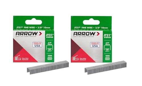 Arrow 276 JT21 Thin Wire Staples for Staple Guns and Staplers, Use for Upholstery, Crafts, General Repairs, 3/8-Inch Leg Length, 7/16-Inch Crown Width, 1000-Pack (Pack of 2)