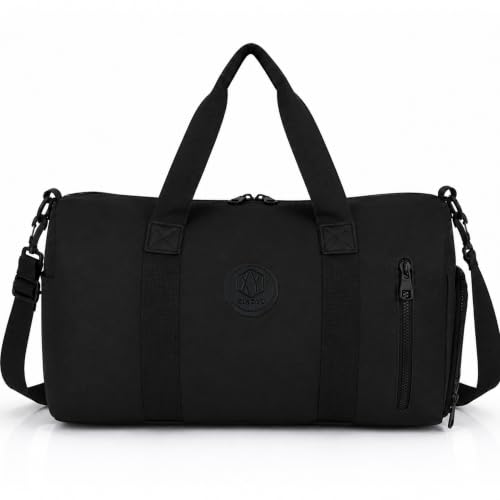 Image of Storite Travel Duffel Bag for Women & Men, Water-Resistant Nylon Weekender Bag with Adjustable Shoulder Strap, Lightweight Overnight Luggage Bag for Travel, Sports & Daily Use (Black Front Zip)